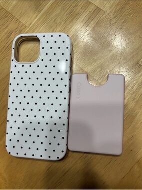 Casely Pink Card Wallet & White Polka Dot Phone Case Set